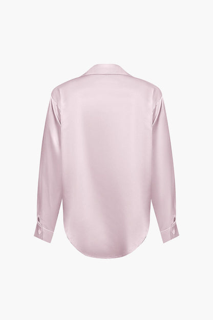 Blouse Élégante en Soie Satinée Longue Manche