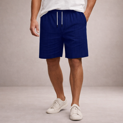 Short Homme Lin Mélangé Taille Cordon Coupe Décontractée