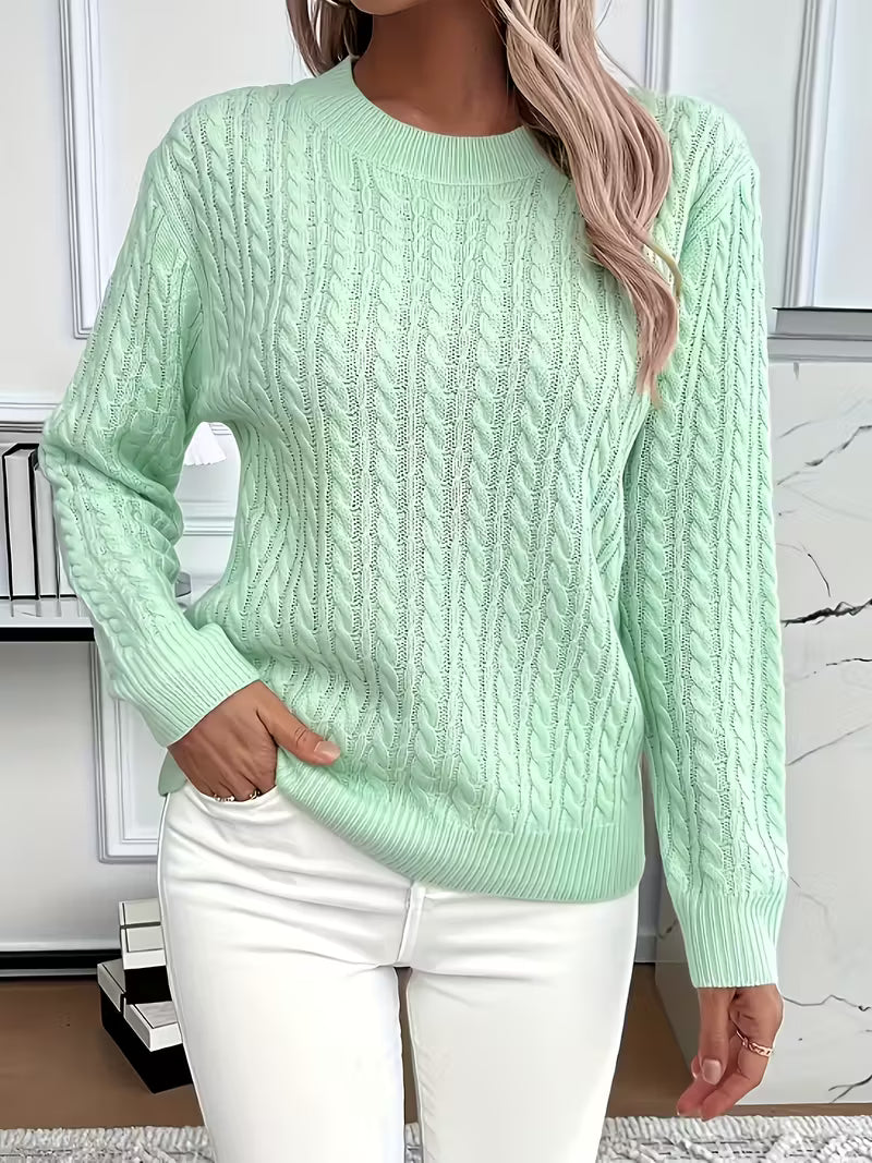 Pull Femme Tricot Chaud Motif Coeur Hiver