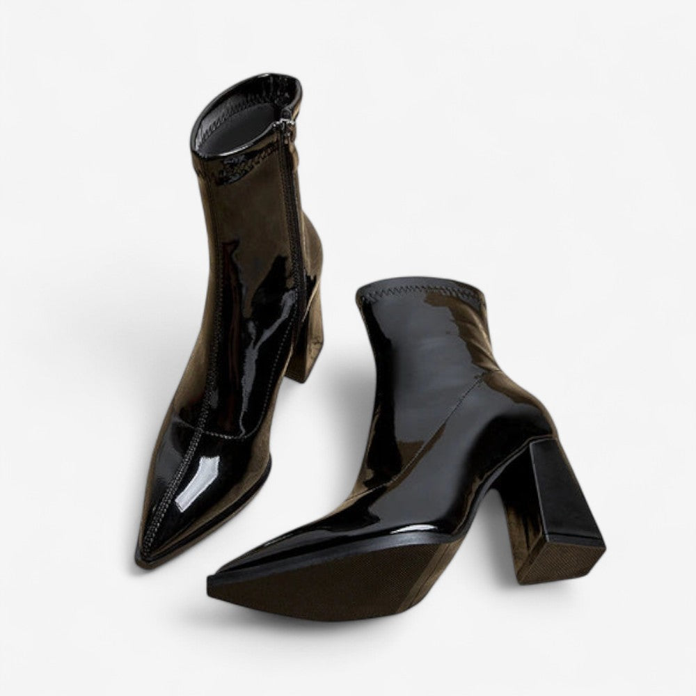 Bottines Féminines à Talon Haut avec Fermeture Éclair