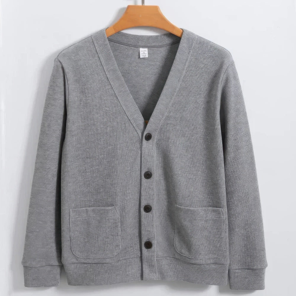 Cardigan Homme Hiver Chaud avec Col en V et Poches