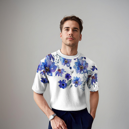 Chemise Homme Manches Courtes Fleurs Été