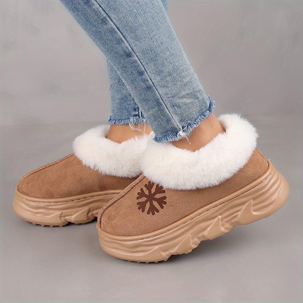 Chaussures Fourrure Synthétique Chaude et Confortable