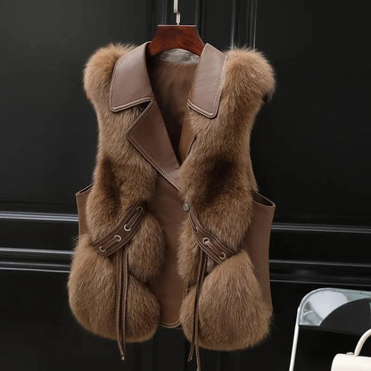 Gilet Femme Fausse Fourrure Doux et Chic