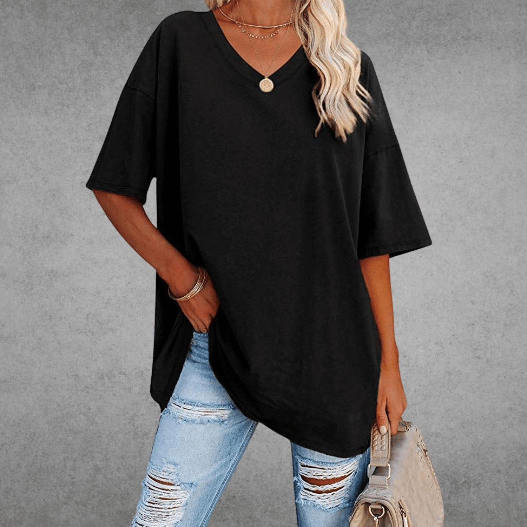 T-shirt Femme Col V en Coton Doux et Confortable - PanierRoyale