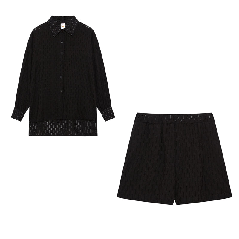 Ensemble Décontracté Femme : Blouse et Short en Coton Oversize