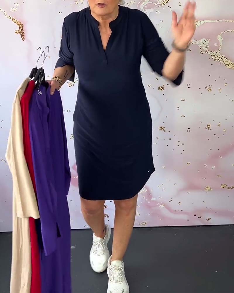 Robe Femme Coupe Fluide Col en V Confort Quotidien