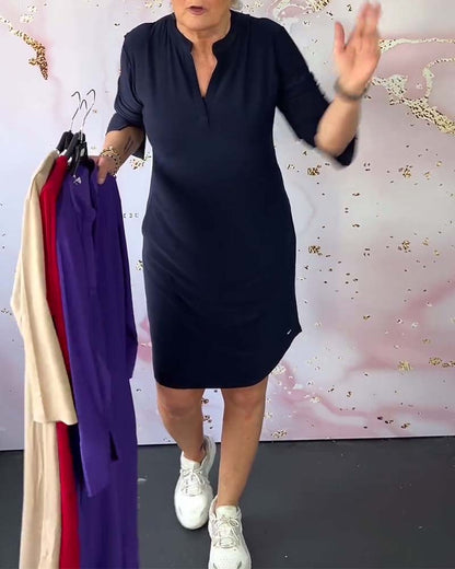Robe Femme Coupe Fluide Col en V Confort Quotidien