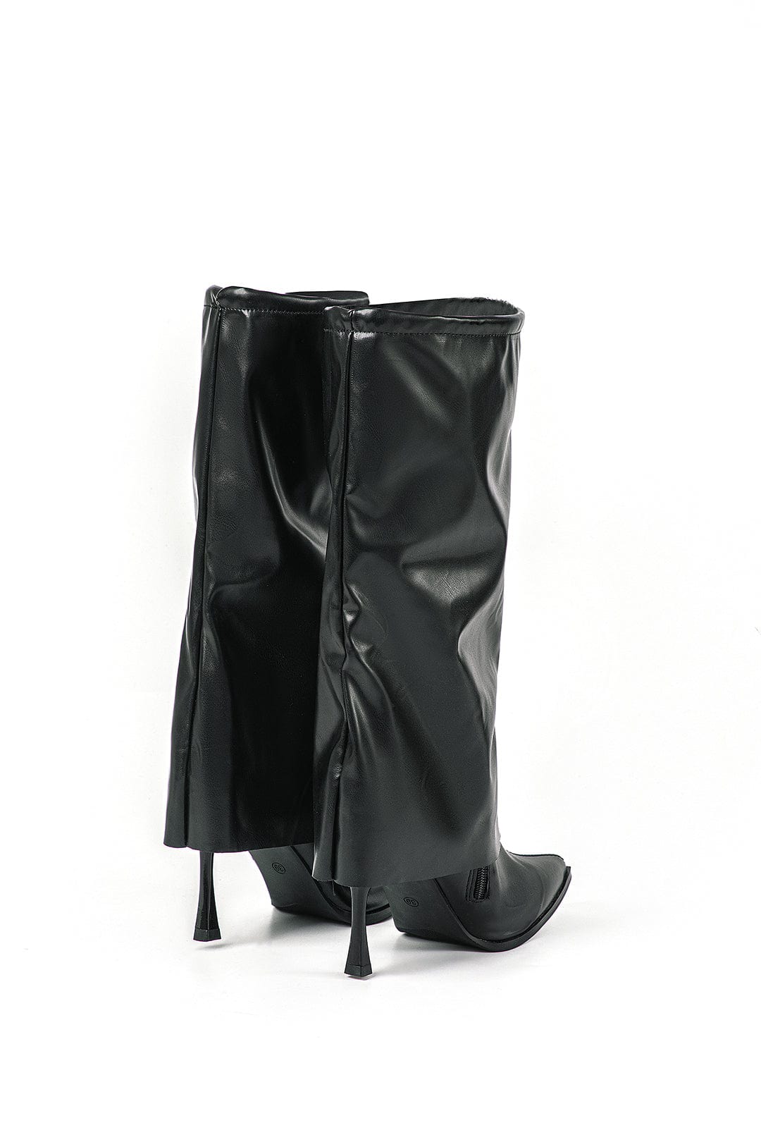 Bottines Noir Designer à Talon Haut et Look Oversize