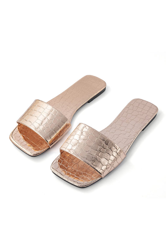 Sandales Métallisé avec Semelle Cuir Croco - BerlinGlamour