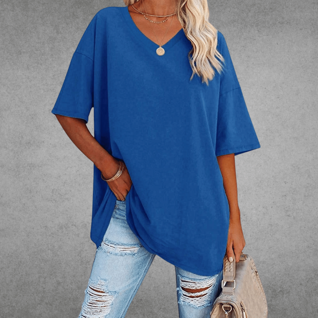 T-shirt Femme Col V en Coton Doux et Confortable