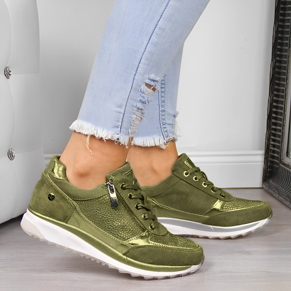 Chaussures Running Femme Brillantes avec Lacets Éclair