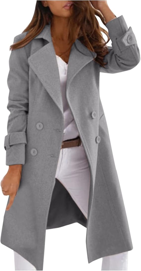 Manteau Femme Laine Fermeture Boutons Coupe Classique