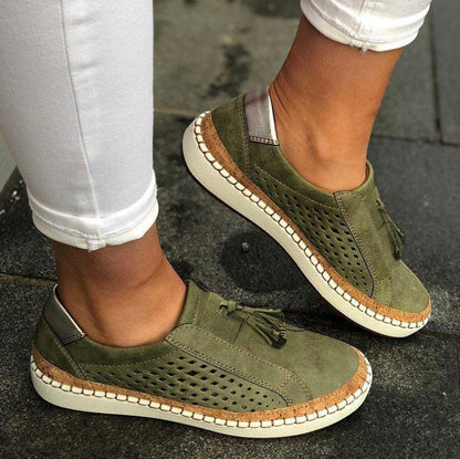 Bottines femme décontractées vert kaki frangées - PanierRoyale