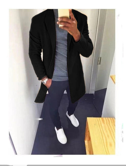 Manteau Homme Imperméable Long avec Ceinture pour Soirée