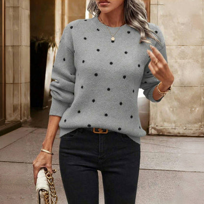 Pull marron à pois blancs confortable - vue 4