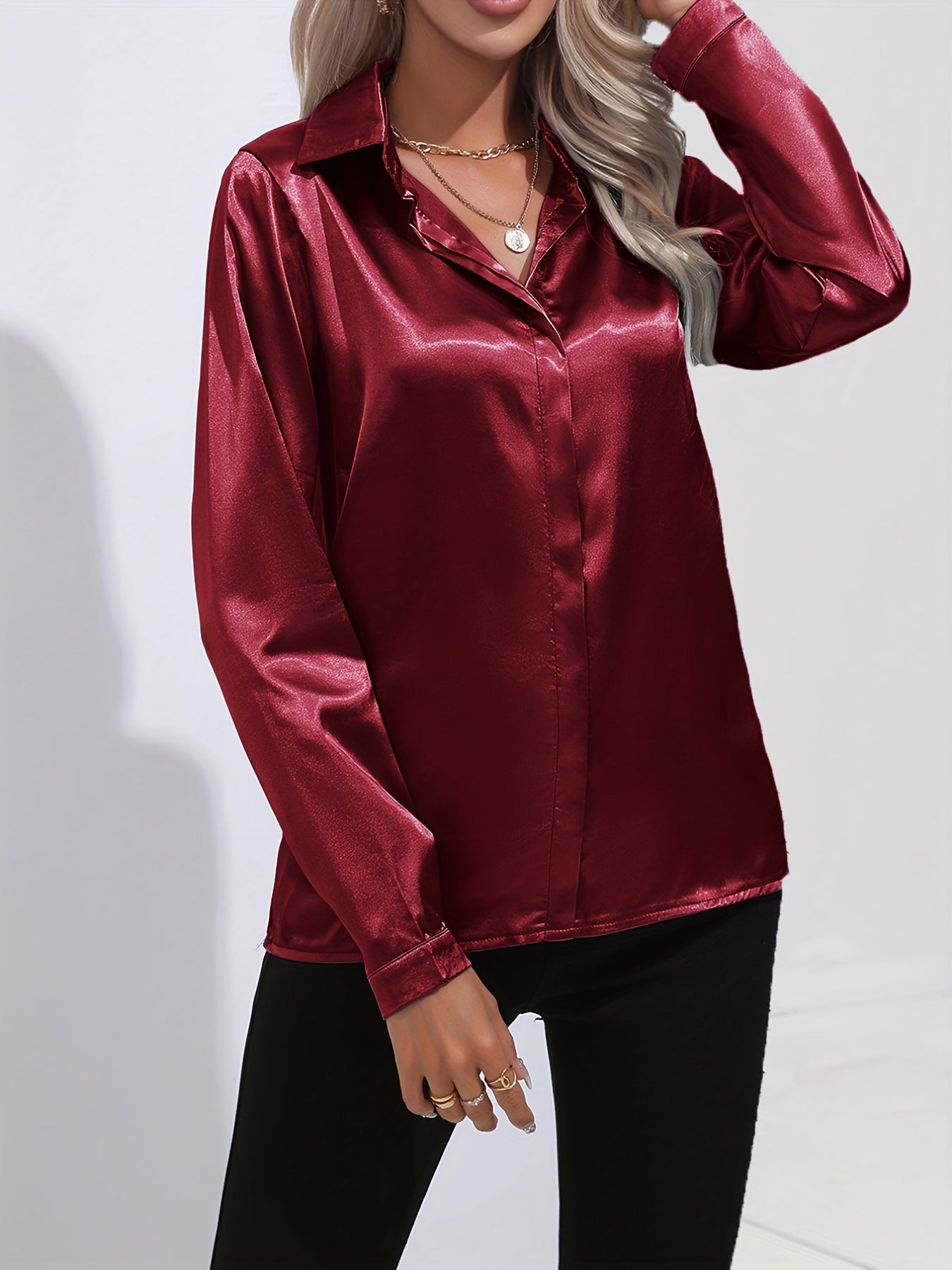 Chemise Femme en Soie Élégante Manches Longues