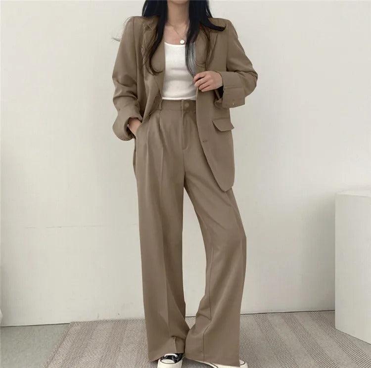 Costume Femme Tailleur 2 Pièces avec Blazer Long