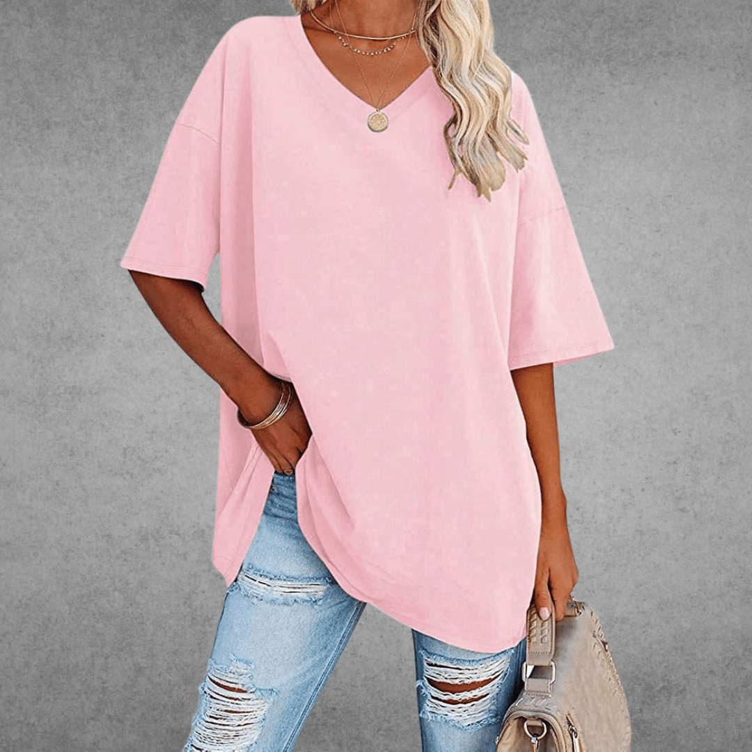 T-shirt Femme Col V en Coton Doux et Confortable