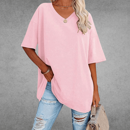 T-shirt Femme Col V en Coton Doux et Confortable