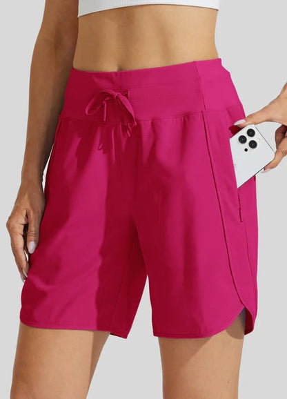Short sport Femme Taille haute Cordon Poches