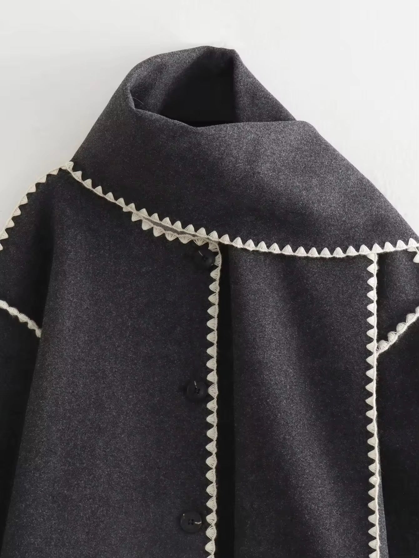 Manteau Femme Laine Tweed Col Rond Coupe Ample