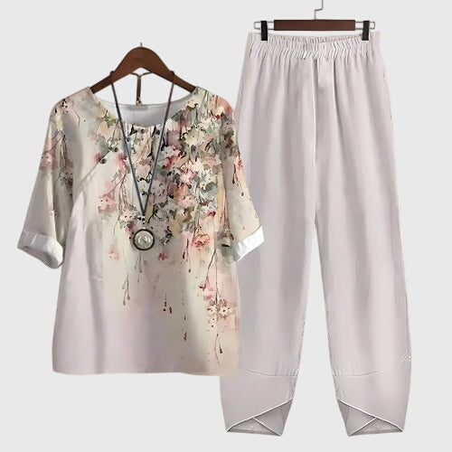 Ensemble Deux Pièces Femme Élégant Imprimé Papillons