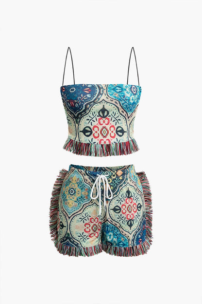 Robe Bohème imprimée Fleurs avec Franges - BerlinGlamour
