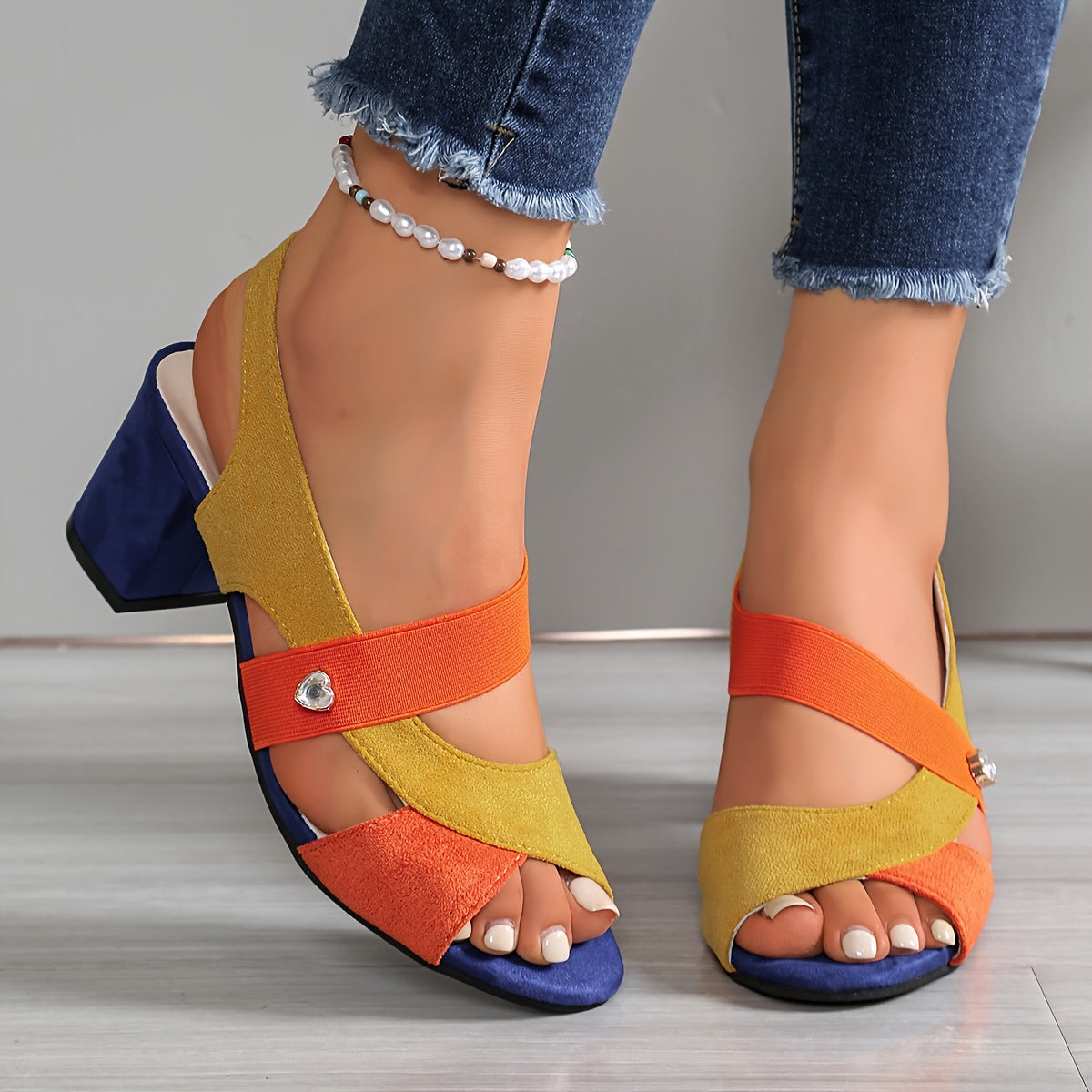 Sandales Femme Orthopédiques Talon Bloc Brides Croisées