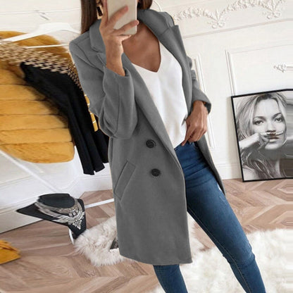 Manteau Femme Chic à Boutons Dorés
