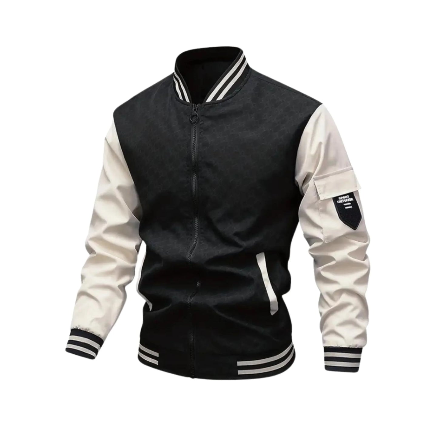 Veste Homme Sport Élégante Contraste Noir Blanc