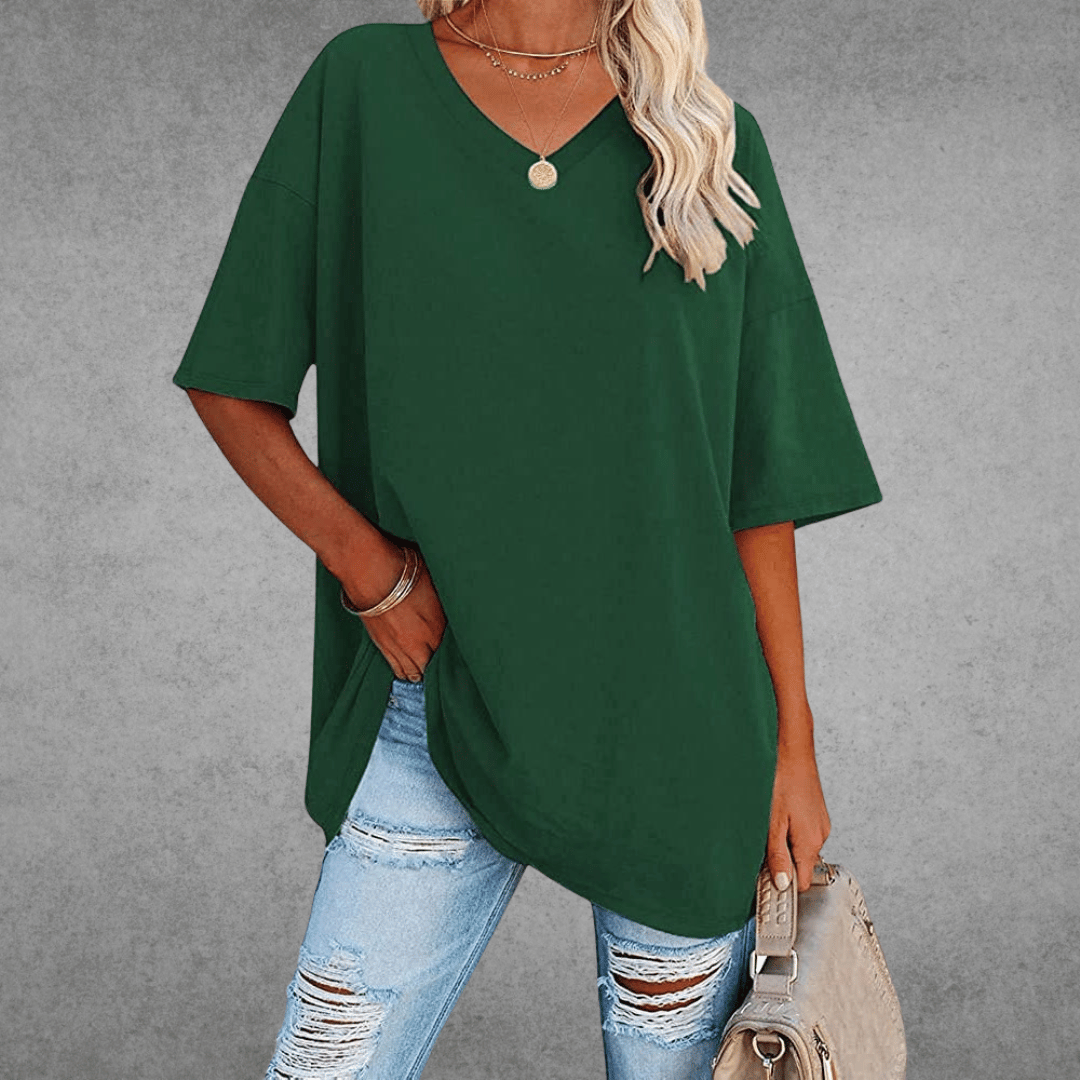T-shirt Femme Col V en Coton Doux et Confortable