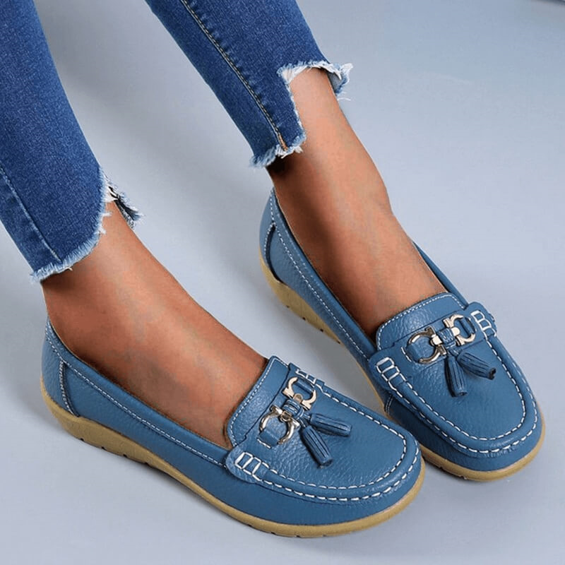 Mocassins Femme Cuir Finition Texturée Semelle Souple Enfiler