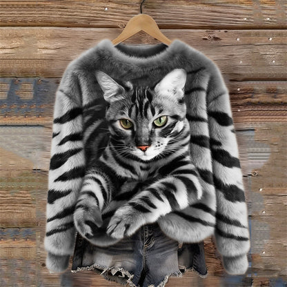 Sweat Femme Peluche Motif Animal Coupe Confortable