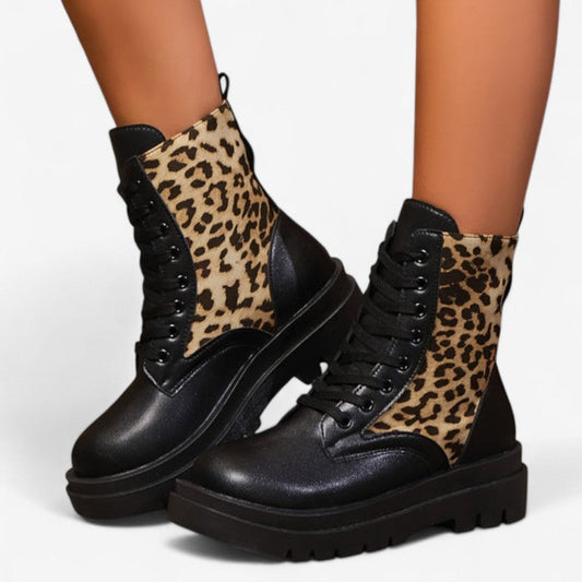 Bottines à Talons Hauts en Daim Léopard Féminines - PanierRoyale