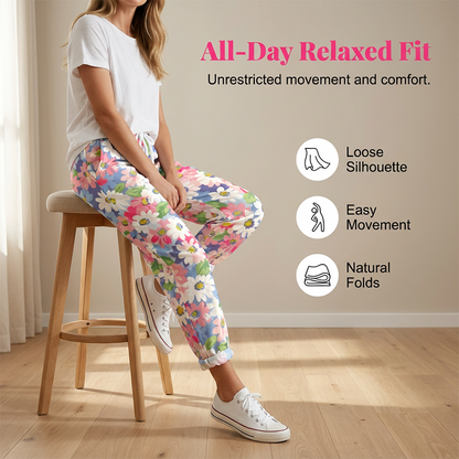 Pantalon Femme Coton Taille Ajustable Coupe Confort avec Poches