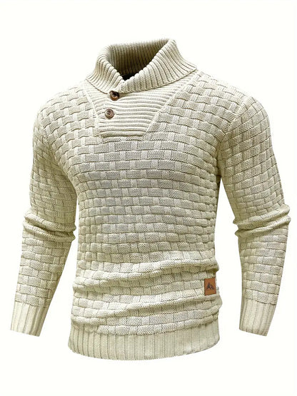 Pull Homme Col Montant en Laine Épaisse