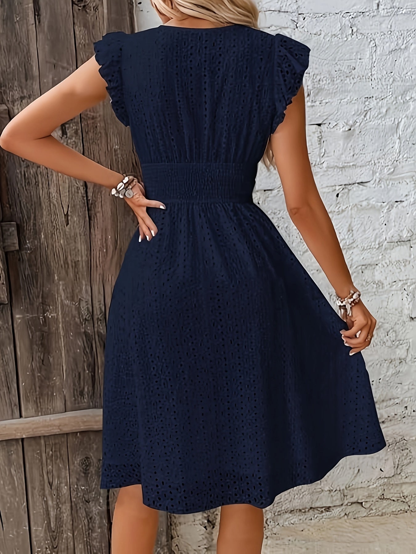 Robe portefeuille Femme Fluide Taille Froncée Manches Volants