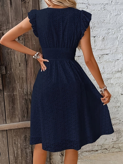 Robe portefeuille Femme Fluide Taille Froncée Manches Volants