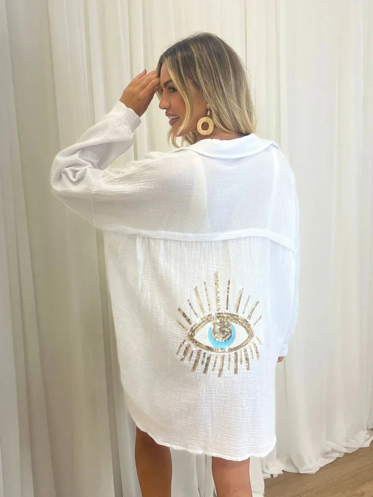 Kimono Femme Léger Décontracté avec Fleurs Brodées pour Été