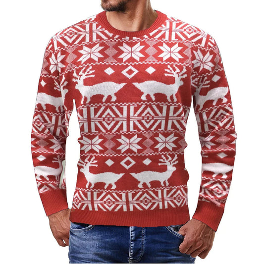 Pull Homme Hiver Rouge et Blanc à Carreaux Écossais - PanierRoyale