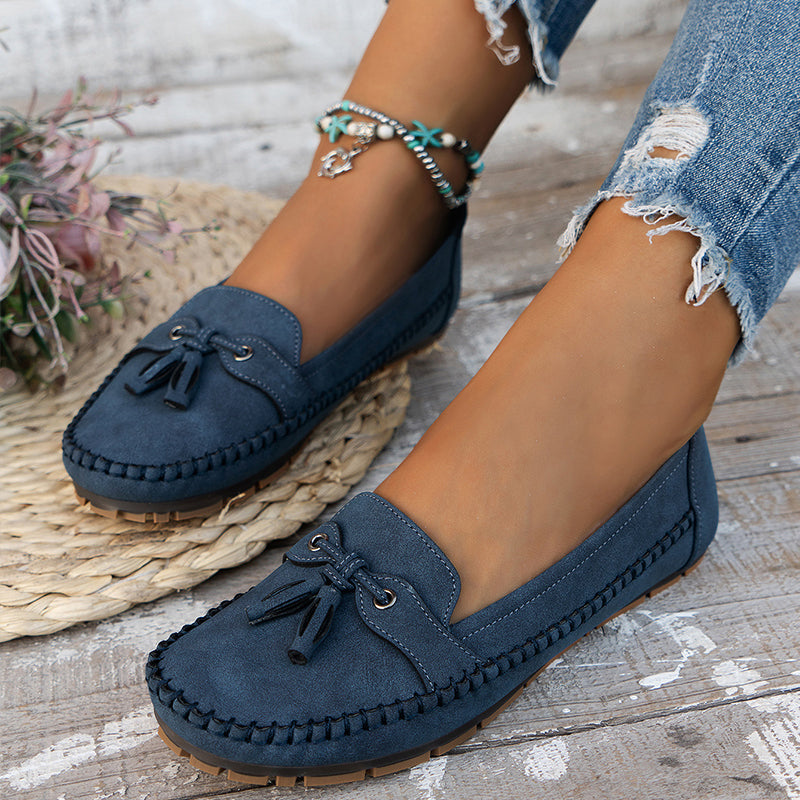Mocassins Femme Cuir Souple Noeud Décoratif Semelle Flexible - PanierRoyale
