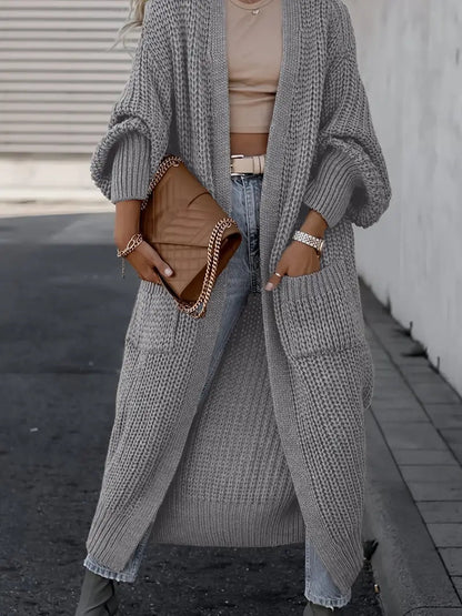 Cardigan Femme Longue Douillette avec Poches pour Hiver