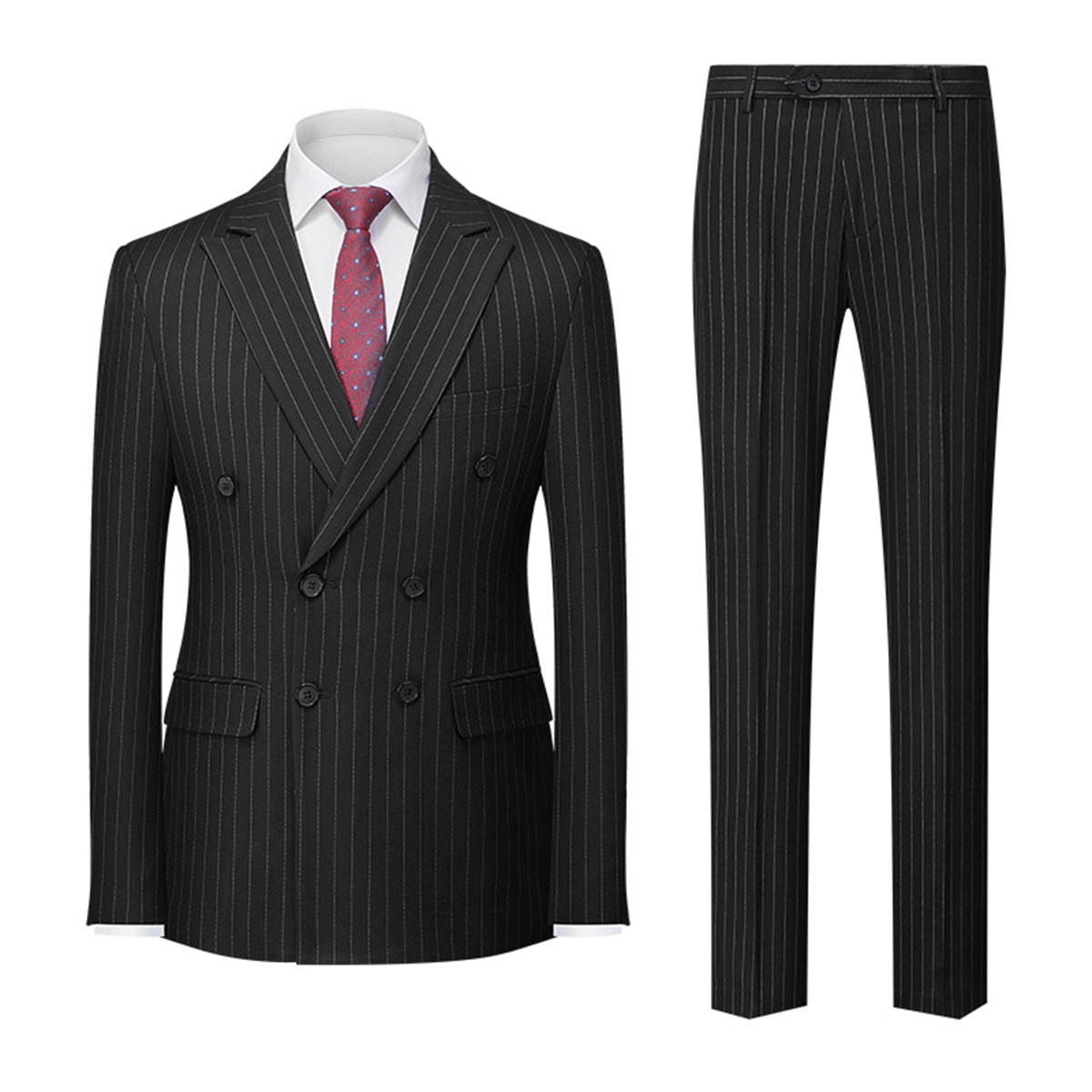 Costume Mariage Homme Chic à Rayures Fines