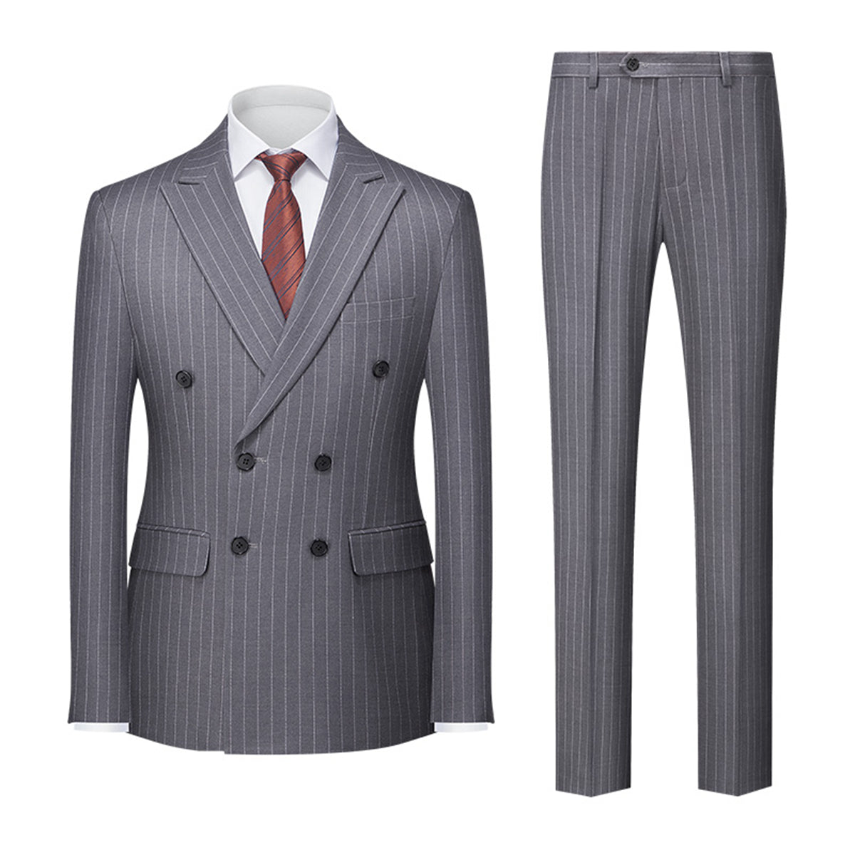 Costume Mariage Homme Chic à Rayures Fines