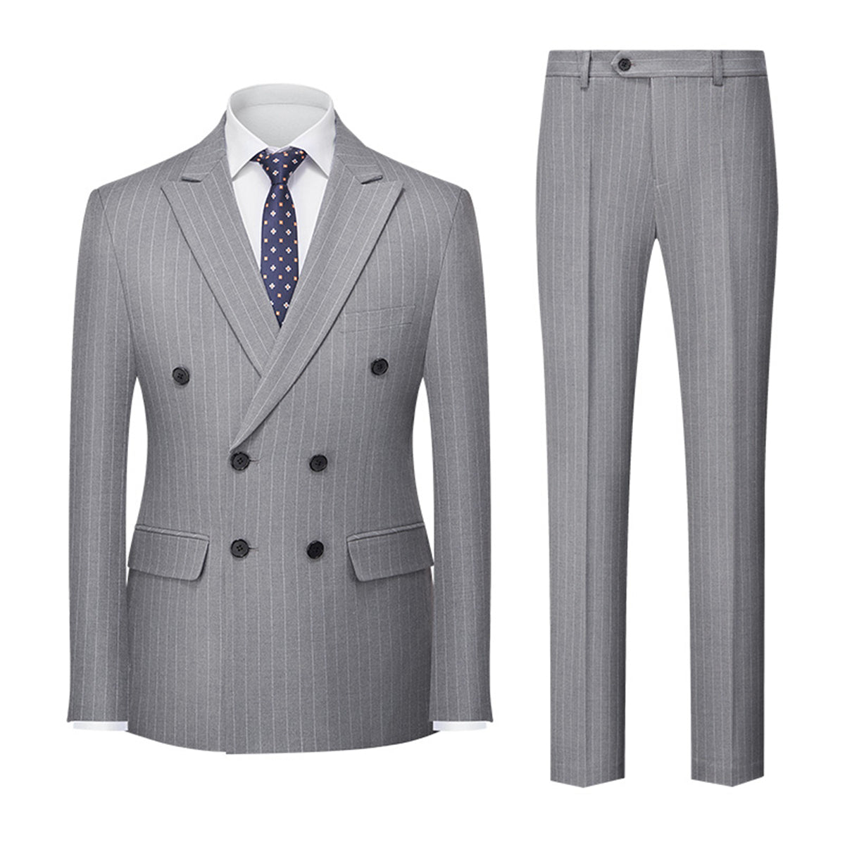 Costume Mariage Homme Chic à Rayures Fines