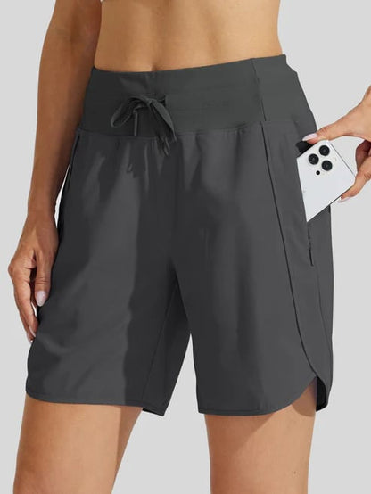 Short sport Femme Taille haute Cordon Poches