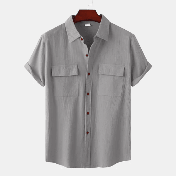 Chemise Homme Simples Manches Courtes avec Poches
