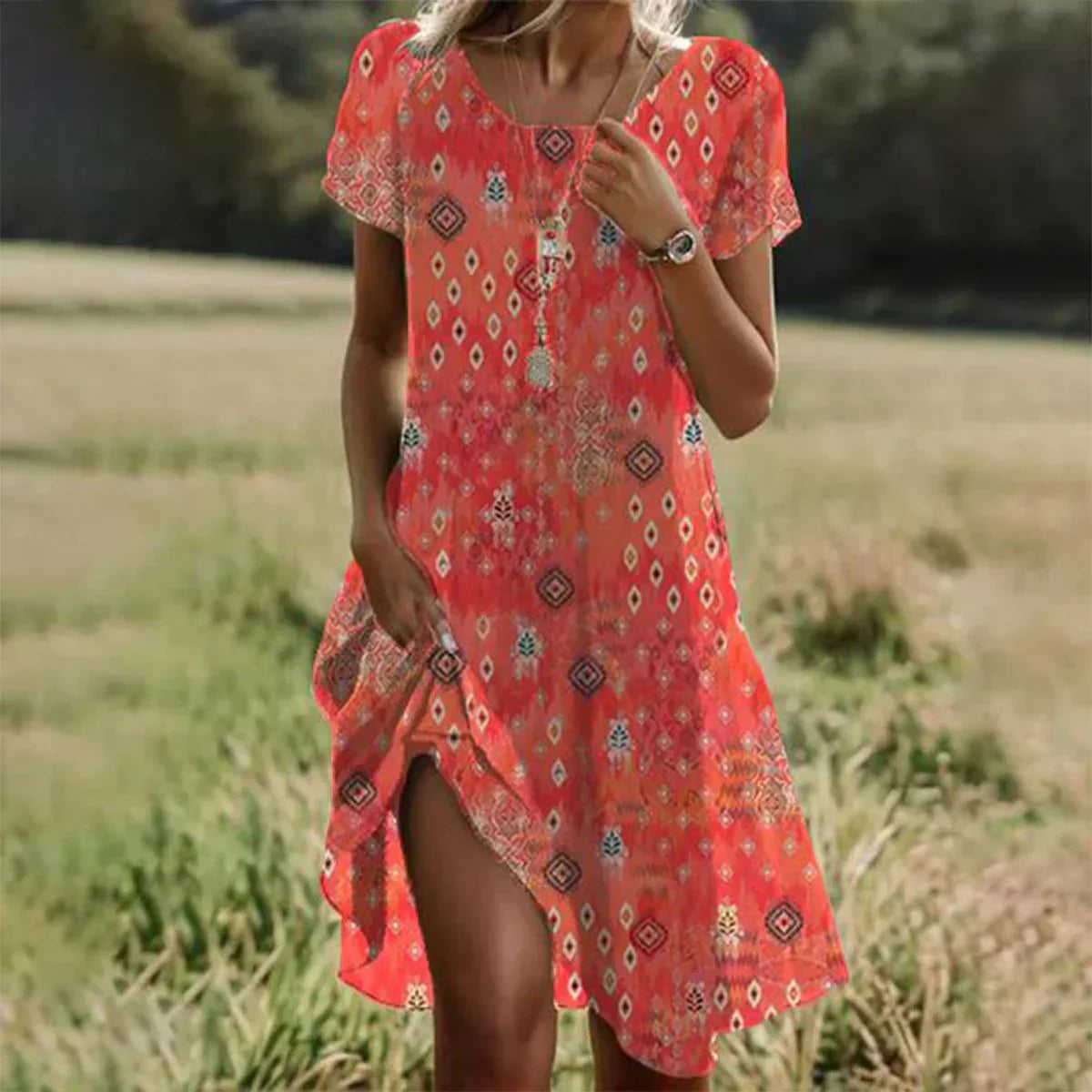 Robe Été Femmes Courte et Légère en Orange - PanierRoyale
