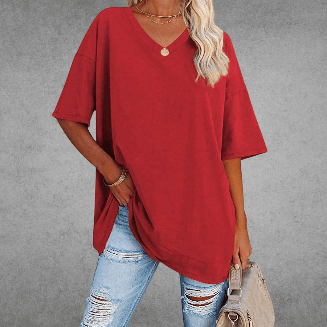 T-shirt Femme Col V en Coton Doux et Confortable